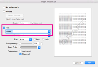 remove watermark word for mac 2016